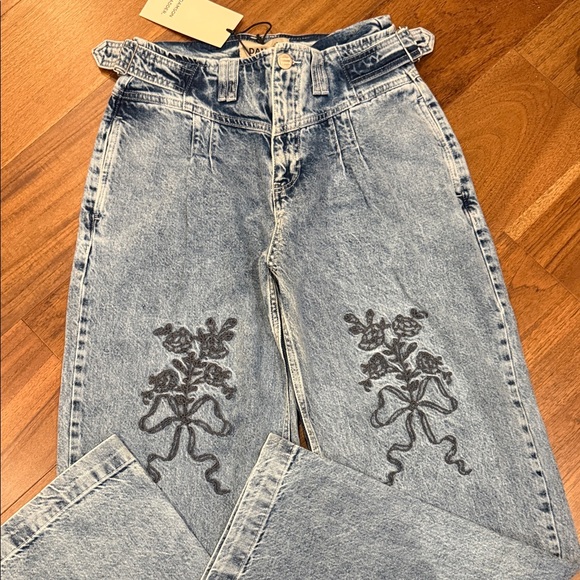 Damson Madder Denim - Damson Madder embroidered jeans